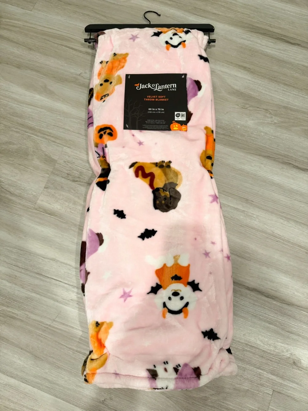 Jack o' Lantern Lane m Pink Halloween Puppy Plush Pajama Throw Blanket